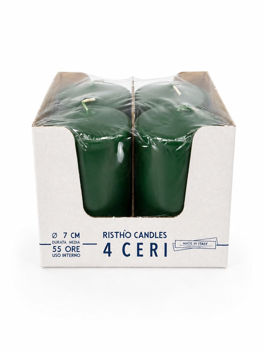 Candele. Cero D7xh10cm 4pz Ristho Verde Scuro