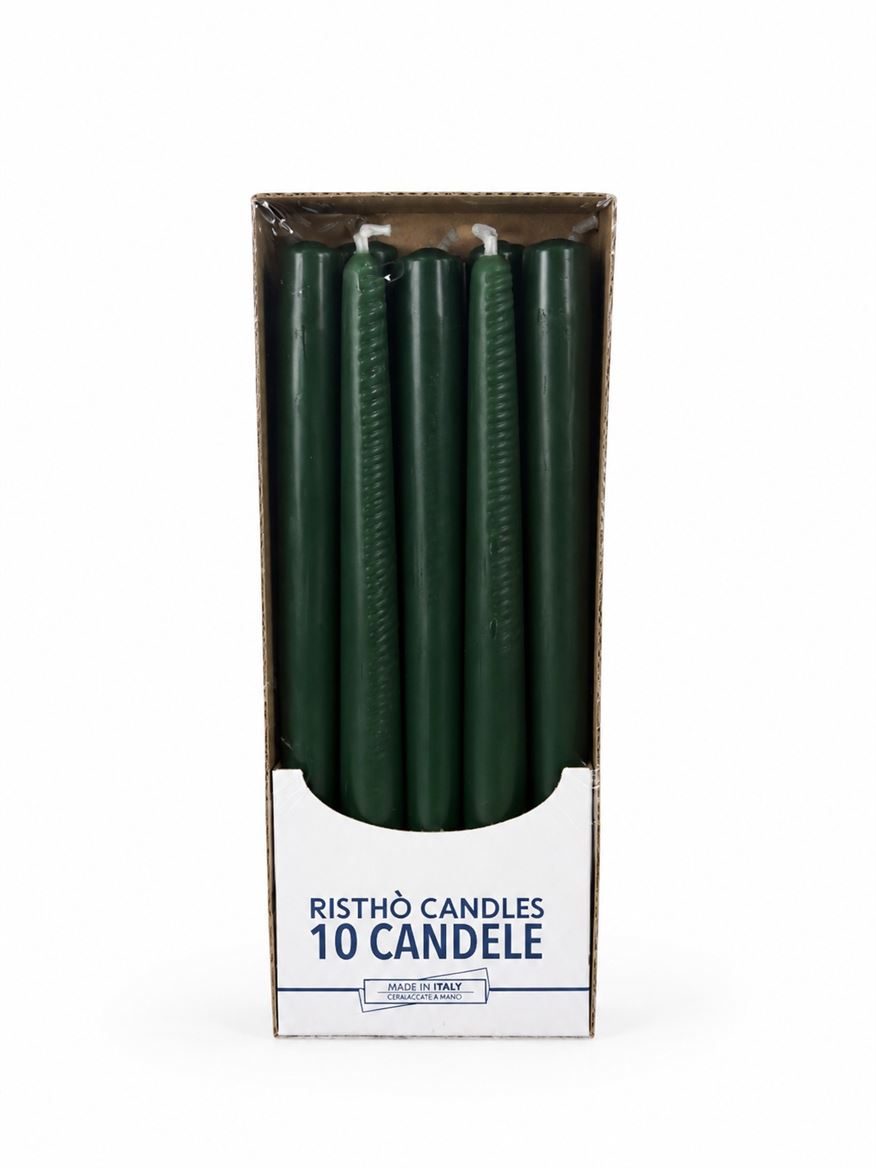 Candele. Conico Cm25 Vass.10pz Verde Scuro