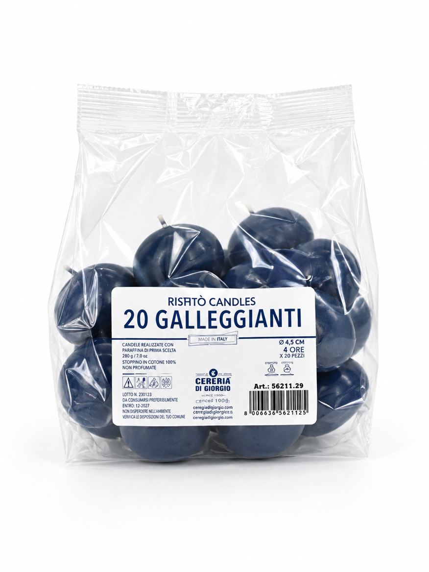 Candele. Gall. Ovale Busta 20pz Blu Notte