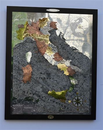 Pann.art. Italia In Pietre Metall Oro24k-69x84x3cm