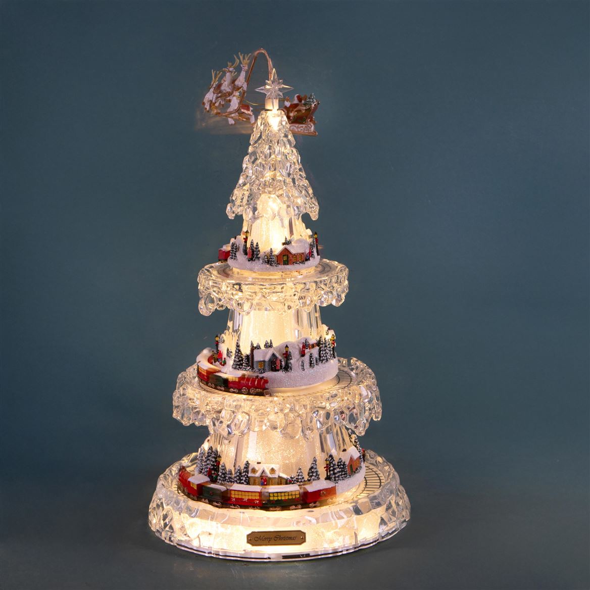 Xmas. Albero + Treno H47cm Con Led Movim. E Musica