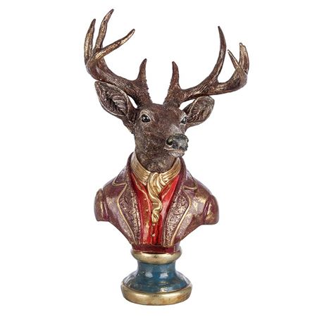 Xmas. Busto Cervo Elegante Resina 30x22h.58cm