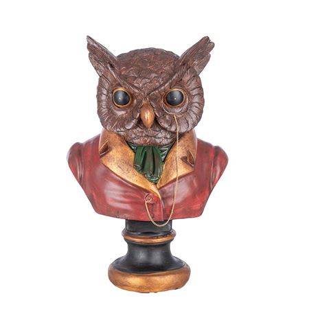 Xmas. Busto Gufo Rosso In Resina 35x23 H52cm