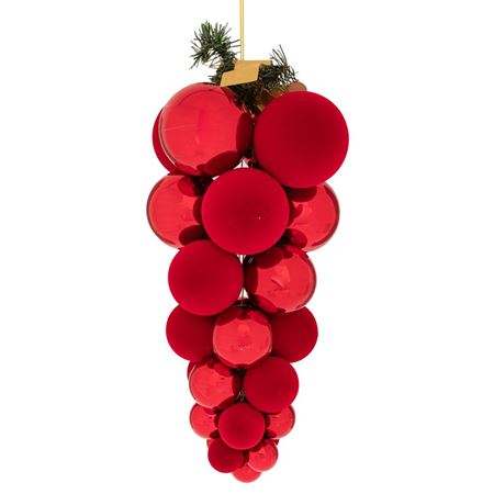 Xmas. Decorazione Grappolo Sfere 23x43cm - Red