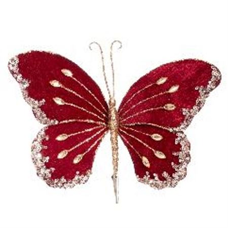 Xmas. Farfalla Velluto Con Clip 23x20cm - Bordeaux