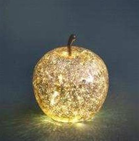Xmas. Mela Vetro D.17cm 20 Led - Gold