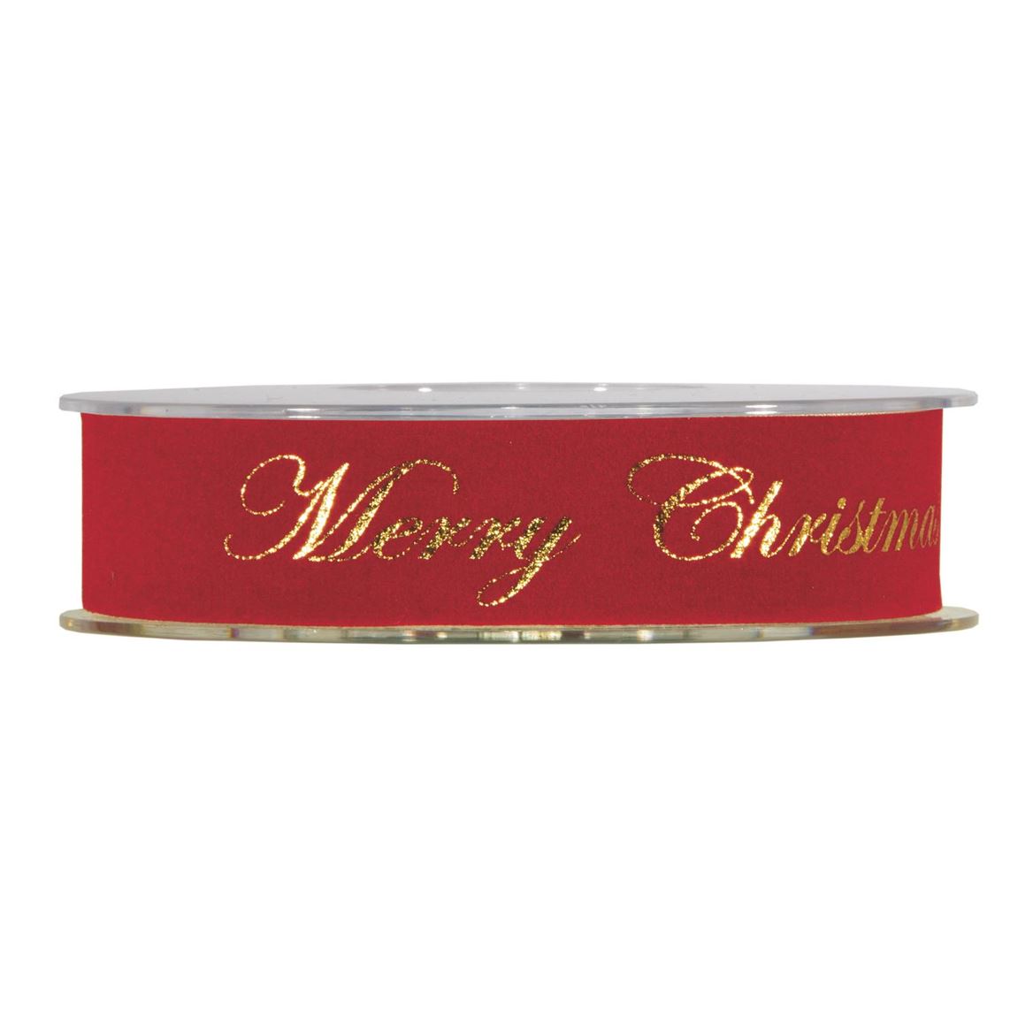 Xmas. Nastri Gold Merry Christmas Mm25x10m - Red