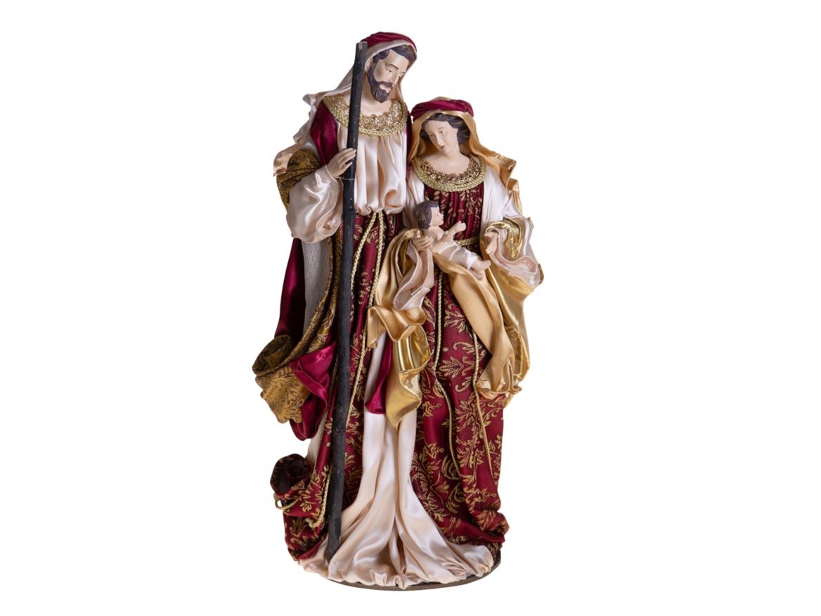 Xmas. Natività H47cm Su Base - Red Gold
