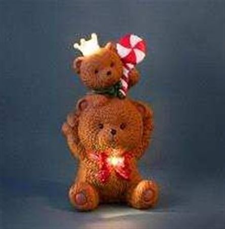 Xmas. Orsetti Con Led Corona E Lollipop 34cm