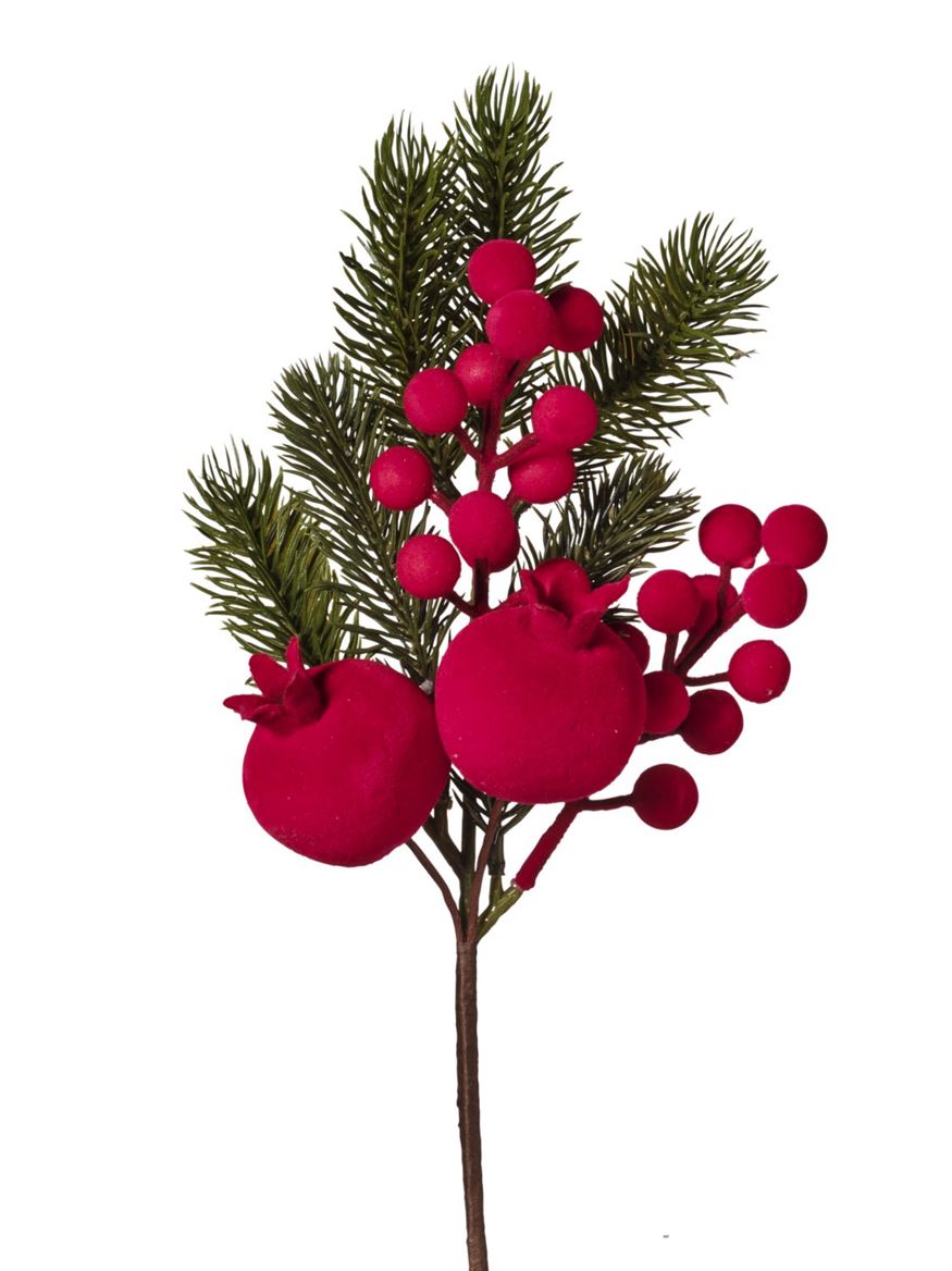 Xmas. Ramo Melograni Con Bacche Cm33 - Red
