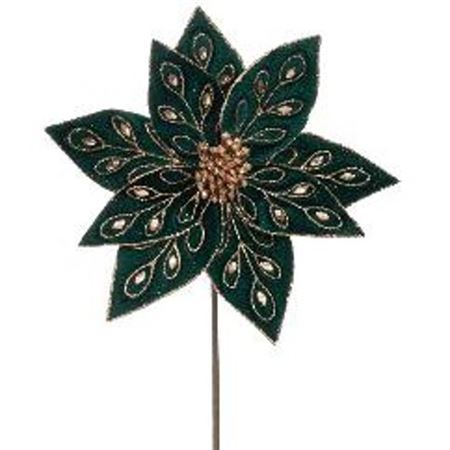 Xmas. Ramo Poinseta Con Diamanti 60cm - Green