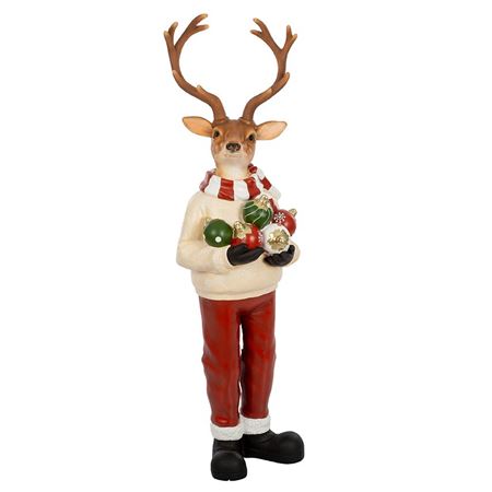 Xmas. Renna In Resina Cn Palline Natale 44x42h124