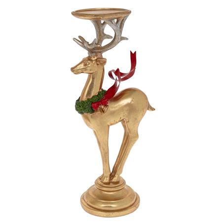 Xmas. Renna In Resina P.candela 15x10x33cm - Gold