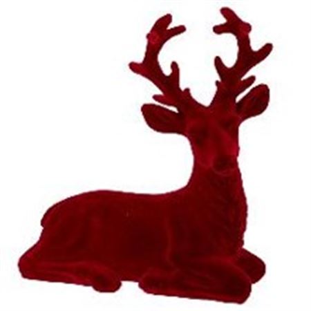 Xmas. Renna Velluto Seduta 15x6x18cm - Red