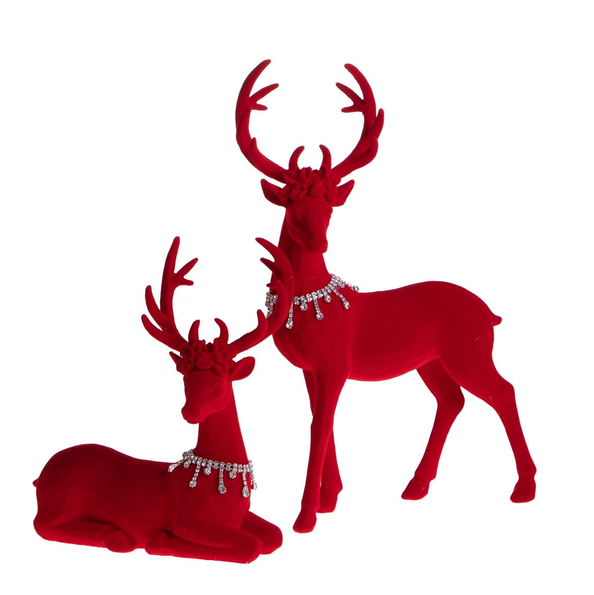 Xmas. Set 2 Renne Velluto H33cm - Red