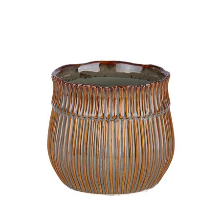 Xmas. Vasi Ceramica. Caspò Rigato Marr-verd D18h16
