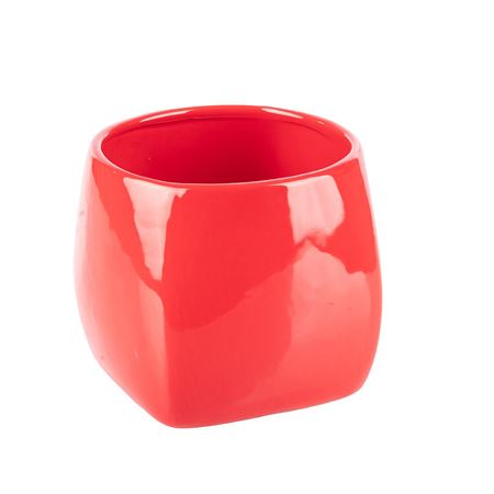 Xmas. Vasi Ceramica. Cubo Dolomite 14x12cm - Rosso