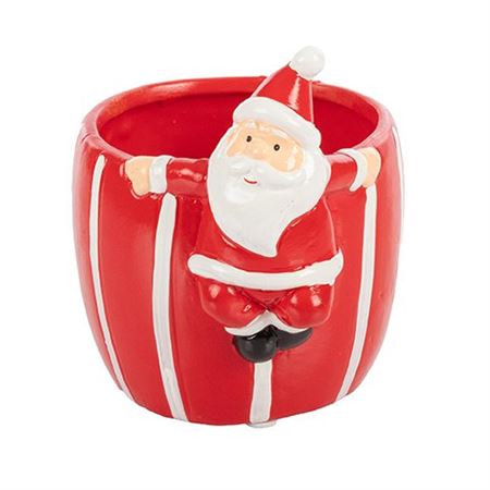 Xmas. Vasi Ceramica. Strisce E Babbo D12 H13cm