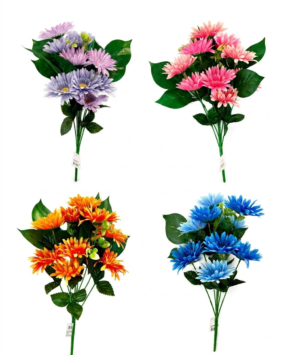 Art. Mazzo Bush Gerbera X9 42cm - T.t. Blue